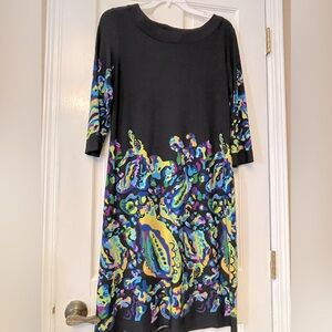 Periwinkle by Barlow Long Sleeve Black and Yellow Dress